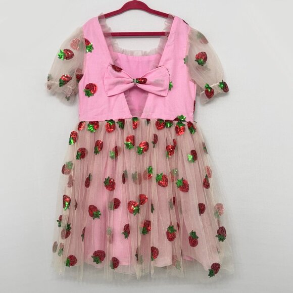 Lola + The Boys Strawberry Sequin Tulle Dress Size 8 - Picture 3 of 11